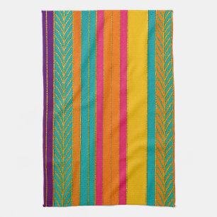 Retro 60s MOD Bright Stripes Tea Towel