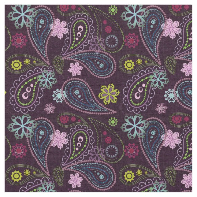 Retro 60's Paisley  DIY Mask Fabric (Close Up)