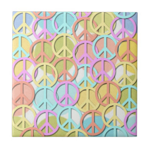 Retro 60s Pastel Peace Symbols MOD Tiles