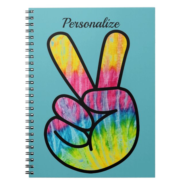 Retro 60s Peace Sign Fun Personalise Notebook (Front)