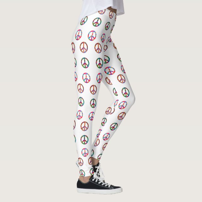 Retro 60s Peace Sign Multi-Colour Yoga Leggings (Right)
