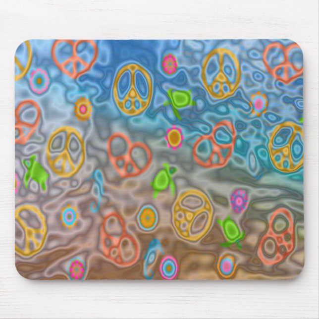 Retro 60s Peaceful Ocean Life Apparel Gifts Mouse Mat (Front)
