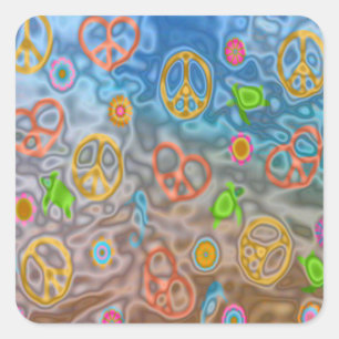 Retro 60s Peaceful Ocean Life Apparel Gifts Square Sticker