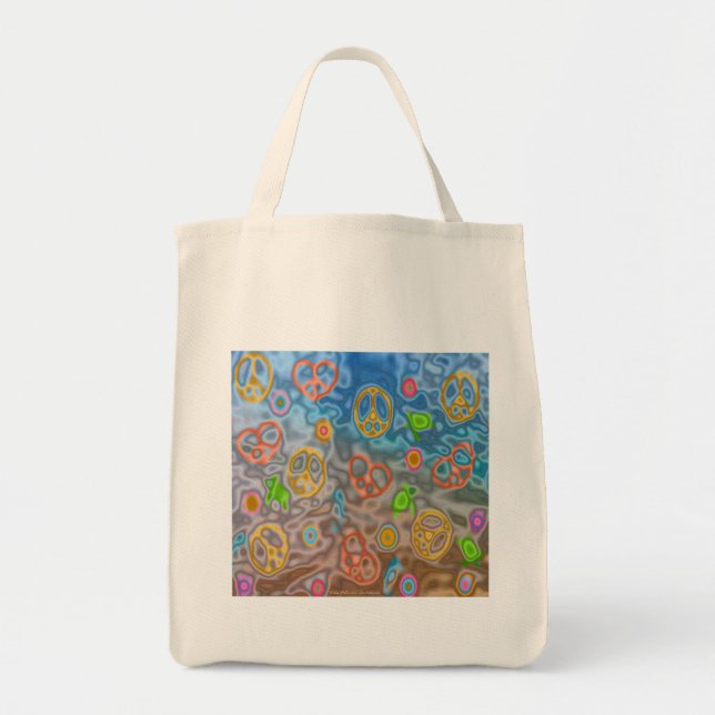Retro 60s Peaceful Ocean Life Apparel Gifts Tote Bag (Front)