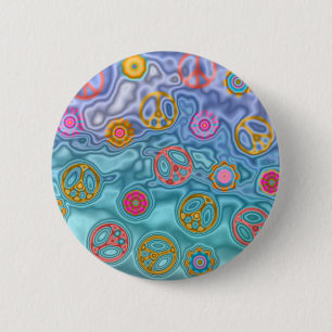 Retro 60s Peaceful Ocean Waves Apparel Gifts 6 Cm Round Badge