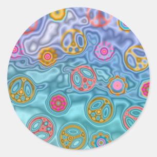 Retro 60s Peaceful Ocean Waves Apparel Gifts Classic Round Sticker