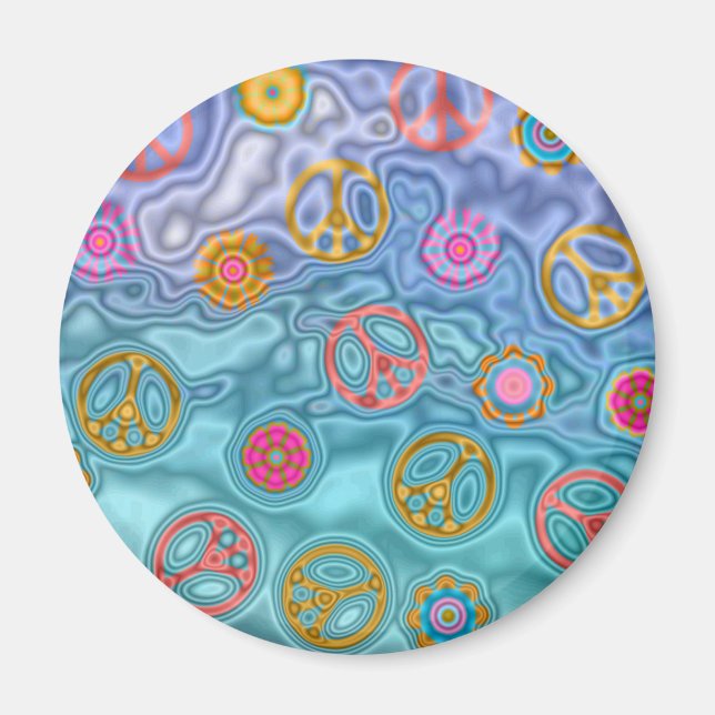 Retro 60s Peaceful Ocean Waves Apparel Gifts Magnet (Front)