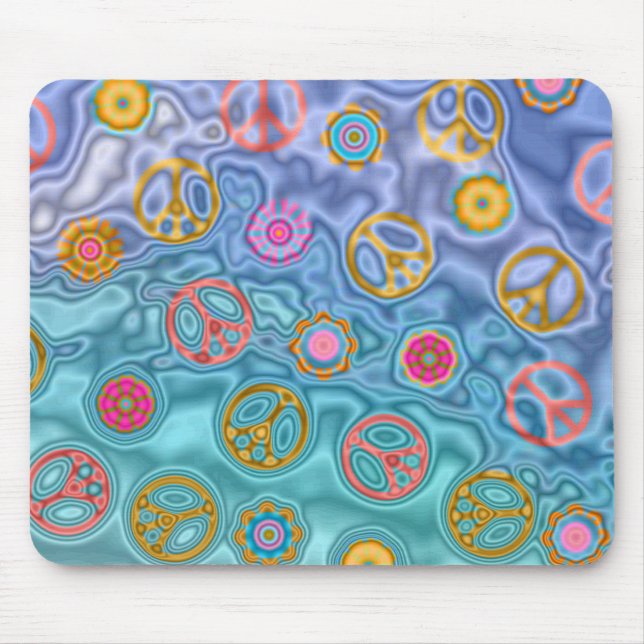 Retro 60s Peaceful Ocean Waves Apparel Gifts Mouse Mat (Front)