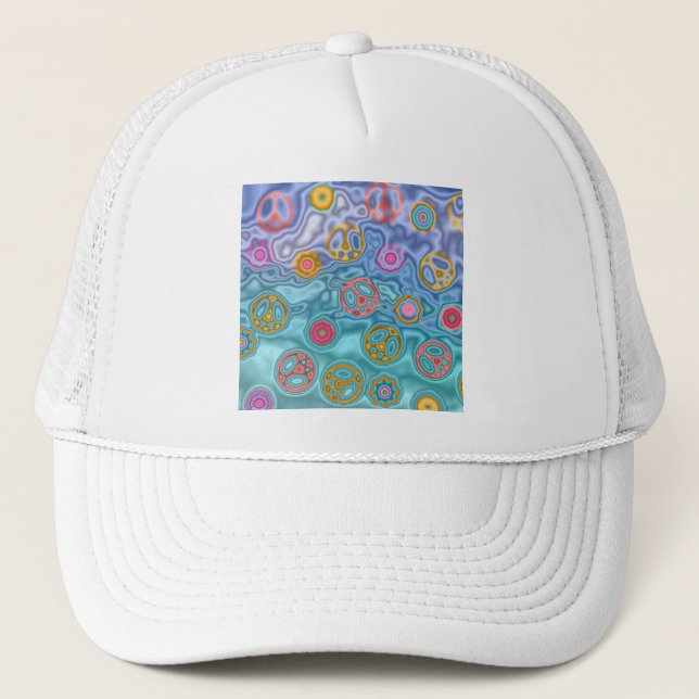 Retro 60s Peaceful Ocean Waves Apparel Gifts Trucker Hat (Front)