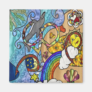 Retro 60s Psychedelic At The Beach Gifts Apparel Magnet