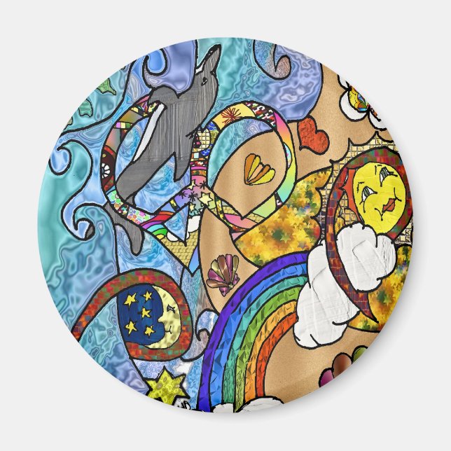 Retro 60s Psychedelic At The Beach Gifts Apparel Magnet (Front)