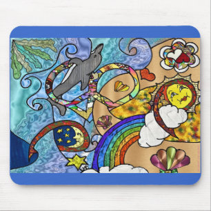 Retro 60s Psychedelic At The Beach Gifts Apparel Mouse Mat