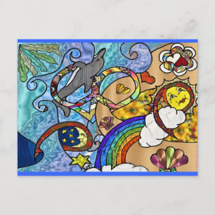 Retro 60s Psychedelic At The Beach Gifts Apparel Postcard