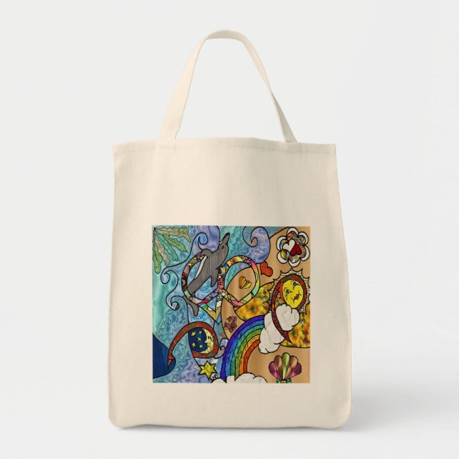 Retro 60s Psychedelic At The Beach Gifts Apparel Tote Bag (Front)