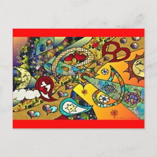 Retro 60s Psychedelic Cycle Of Life Gifts Apparel Postcard