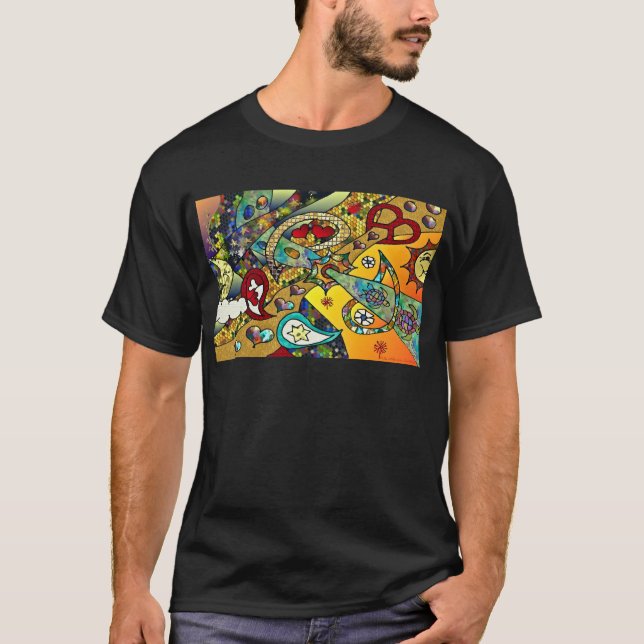 Retro 60s Psychedelic Cycle Of Life Gifts Apparel T-Shirt (Front)
