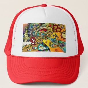 Retro 60s Psychedelic Cycle Of Life Gifts Apparel Trucker Hat