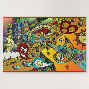 Retro 60s Psychedelic Cycle Of Life Jigsaw Puzzle