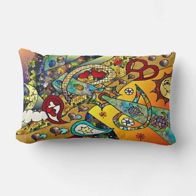 Retro 60s Psychedelic Cycle Of Life Throw Pillow (Front)