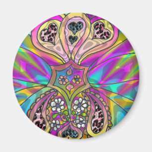 Retro 60s Psychedelic Hearts Flowers Gifts Apparel Magnet