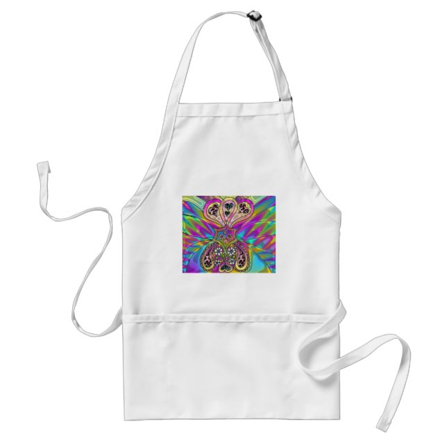 Retro 60s Psychedelic Hearts Flowers Gifts Apparel Standard Apron (Front)