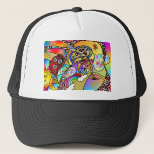 Retro 60s Psychedelic Hearts Paisley Gifts Apparel Trucker Hat