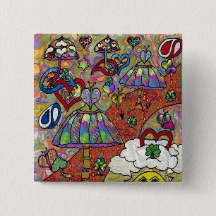 Retro 60s Psychedelic Magic Mushroom Button