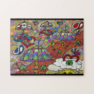 Retro 60s Psychedelic Magic Mushroom Puzzle
