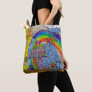 Retro 60s Psychedelic Magic Mushrooms Tote Bag