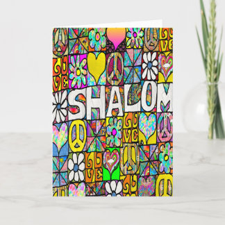 Retro 60s Psychedelic Shalom Greeting Card