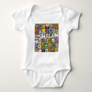 Retro 60s Psychedelic Shalom LOVE Apparel Gifts Baby Bodysuit
