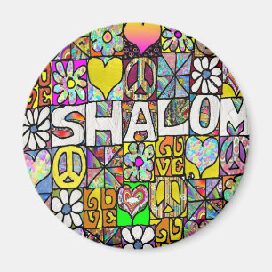 Retro 60s Psychedelic Shalom LOVE Apparel Gifts Magnet