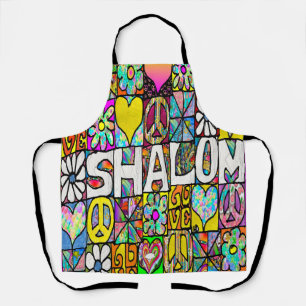 Retro 60s Psychedelic Shalom LOVE Apron