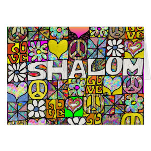 Retro 60s Psychedelic Shalom LOVE Card