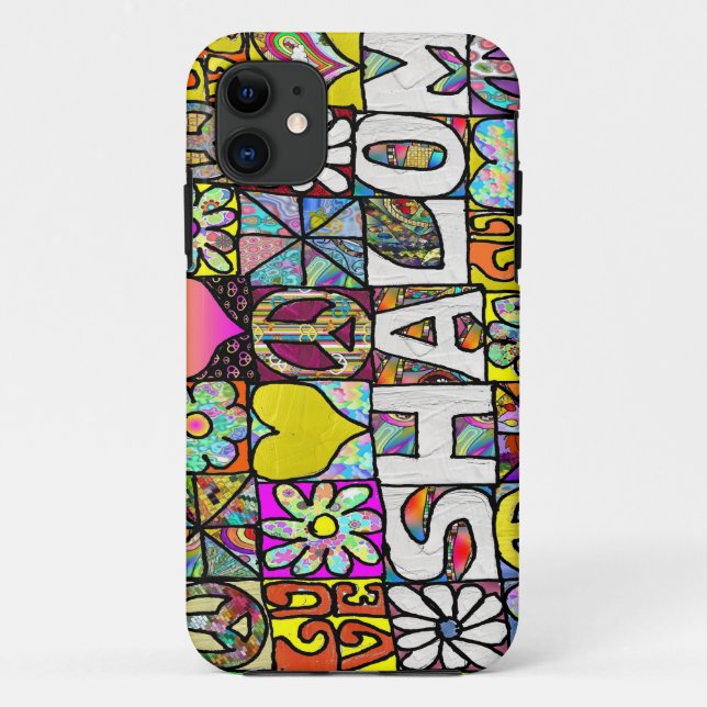 Retro 60s Psychedelic Shalom LOVE Case-Mate iPhone Case (Back)