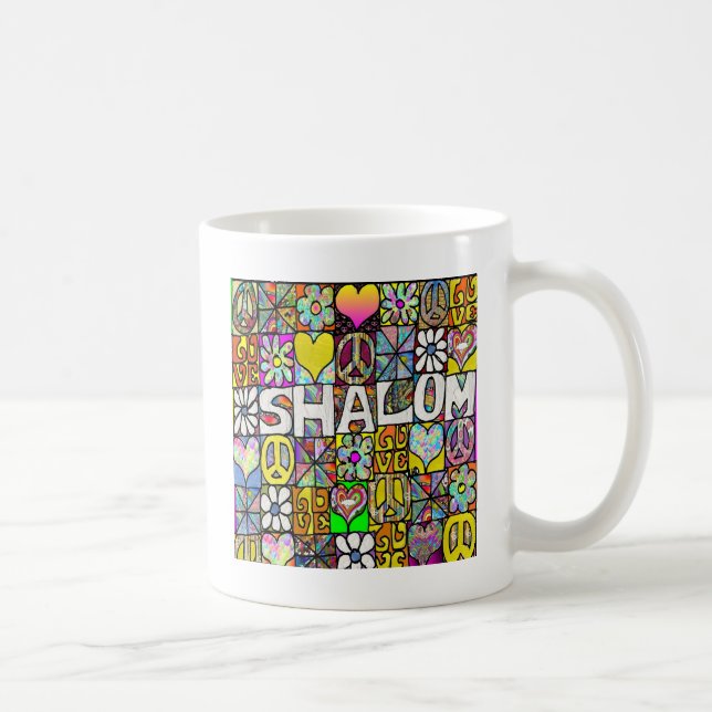 Retro 60s Psychedelic Shalom LOVE Coffee Mug (Right)