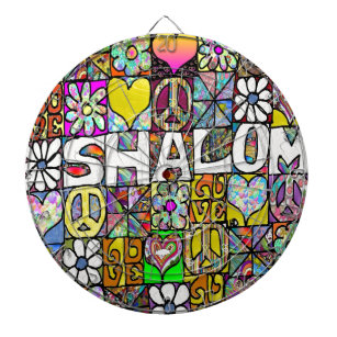 Retro 60s Psychedelic Shalom LOVE Dartboard