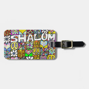 Retro 60s Psychedelic Shalom LOVE Luggage Tag