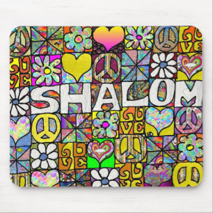 Retro 60s Psychedelic Shalom LOVE Mouse Mat