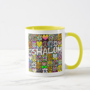 Retro 60s Psychedelic Shalom LOVE Mug