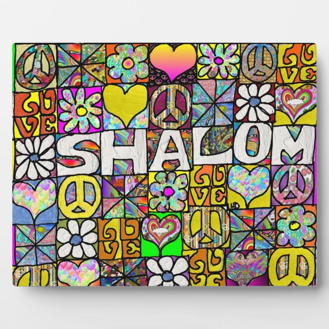 Retro 60s Psychedelic Shalom LOVE Plaque (Front)