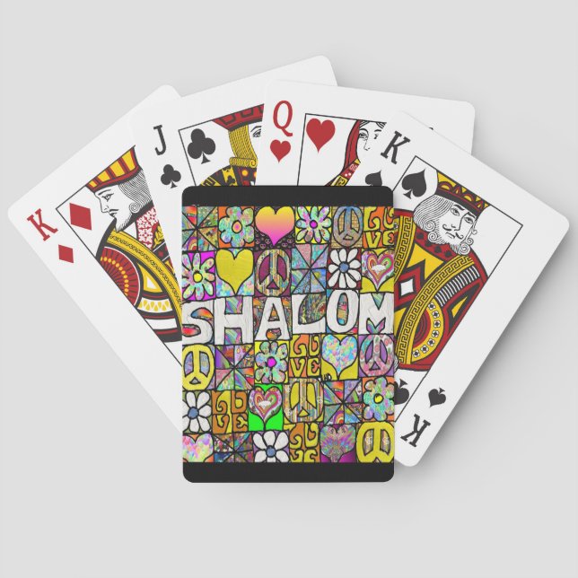 Retro 60s Psychedelic Shalom LOVE Playing Cards (Back)