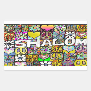 Retro 60s Psychedelic Shalom LOVE Rectangular Sticker