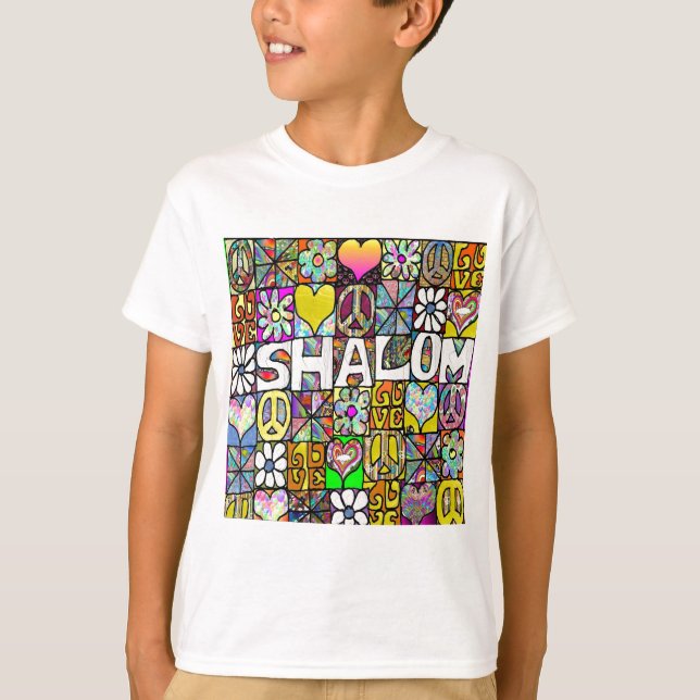 Retro 60s Psychedelic Shalom LOVE T-Shirt (Front)