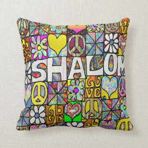 Retro 60s Psychedelic Shalom LOVE Throw Pillow