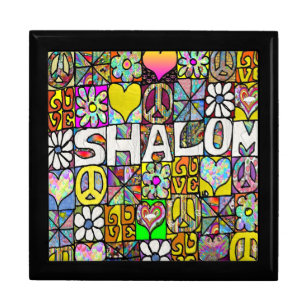 Retro 60s Psychedelic Shalom LOVE Tile Gift Box