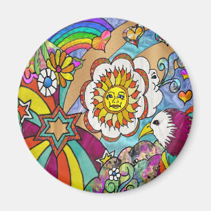 Retro 60s Psychedelic Sunshine Eagle Apparel Gifts Magnet