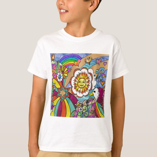 Retro 60s Psychedelic Sunshine Eagle Apparel Gifts T-Shirt (Front)