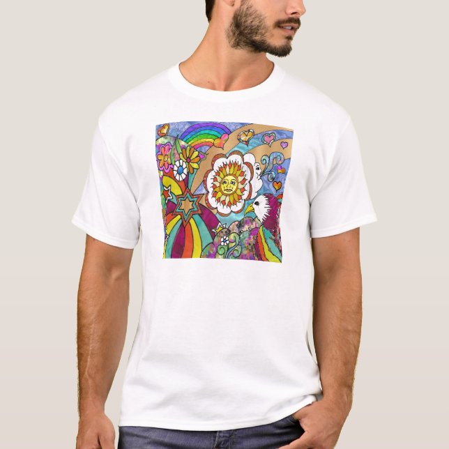 Retro 60s Psychedelic Sunshine Eagle Apparel Gifts T-Shirt (Front)