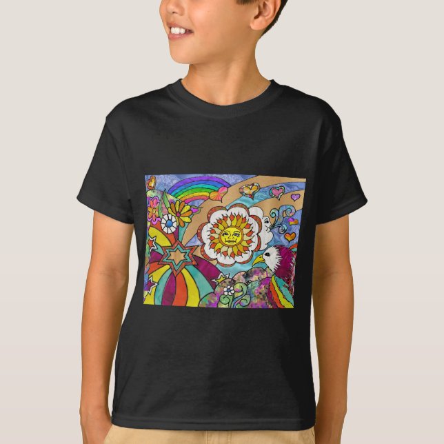 Retro 60s Psychedelic Sunshine Eagle Apparel Gifts T-Shirt (Front)